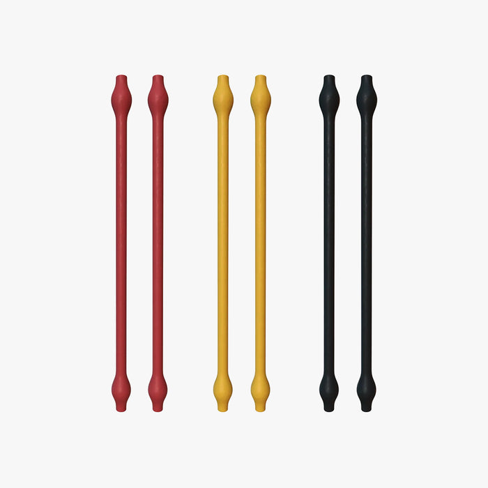 Nübrace resistance elastic band set: six elastic bands in red, yellow and black, two of each color.